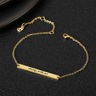 China Custom Cute Stainless Steel Name ID Bar Bracelet For Boy Girl Gold Color Charm Kids Bracelet for sale