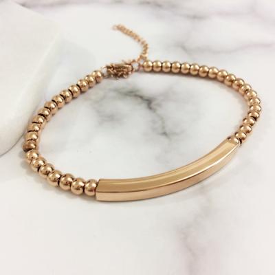 China Long Stainless Steel Bar Stainless Steel Engravable Beaded Tube Bead Bracelet Customized for sale