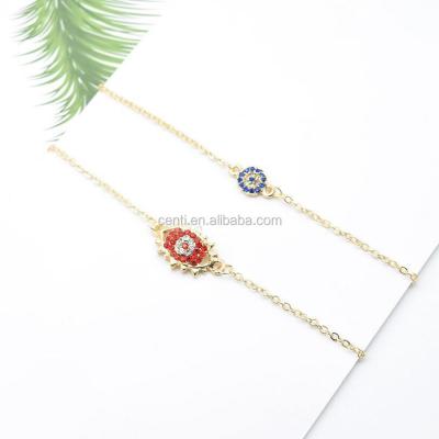 China Rhinestone+metal alloy fake stone evil eye charm bracelet gold evil eye charm chain bracelet talisman bracelet for sale