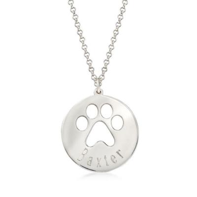 China Fashion Personalized Women TRENDY Stainless Steel Paw Print Pendant Necklace For Dog Paw Jewelry Custom Name Engraved for sale