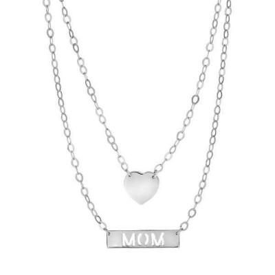 China TRENDY Design Custom Love Mom Chocker Necklace Double Layered Heart and MOM Layered Necklace Mothers Day Gifts Jewelry for sale