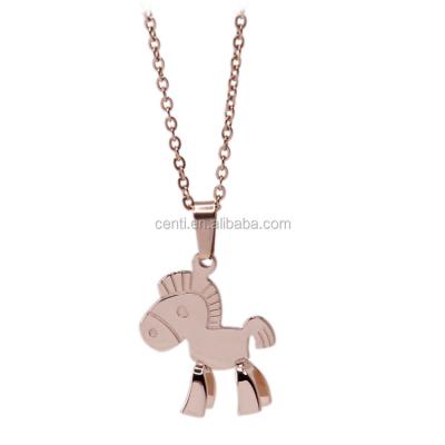 China Charm+Alloy Chain Mounted Gold Stainless Steel Rocking Horse Pendant Necklace High Quality Rockhorse Necklace for sale