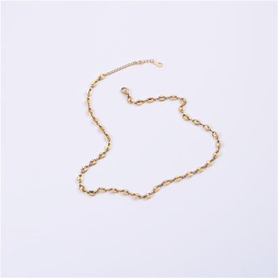 China FASHIONABLE Minimalist 18K Gold Filled Women Jewelry Necklaces Bean Link Chain Necklace Chic Stainless Steel Link Chain Necklace for sale