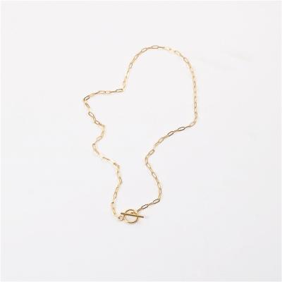 China FASHIONABLE 18k Stainless Steel Rectangle Link Chain Necklace Closure Paper Clip Toggle Chain Layered Necklace for sale