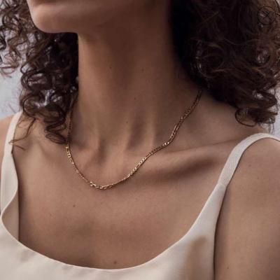 China New Trendy Minimalist Tasty Chain Necklace Figaro Women's Jewelry Necklace Stainless Steel Fashion Ladies Posing Necklace for sale