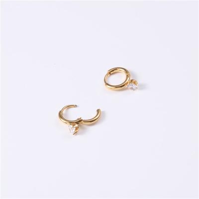 China New TRENDY arrives Stainless Steel Mini Huggies Ladies Girls 18k Gold Plated Zircon Paved Small Huggies Earrings for sale