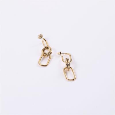 China Minimalist Gold Stainless Steel Large Chain Rectangle Paperclip Chain Earrings FASHIONABLE Wide Drop Earrings Paper Clip Long Chain Earrings for sale