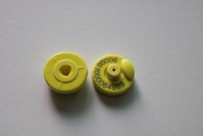 China ISO11784 / 5 Animal RFID Tags Yellow Small Cattle Ear Tags Laser Printing for sale