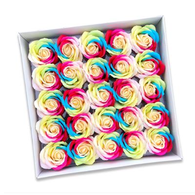 China Touch Natural / Eco - Friendly Material Wholesale Rainbow Multi Colors 5 Layers 6x7cm Perfume Soap Roses Flowers for sale