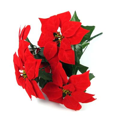 China Wholesale Eco-friendly 5 Or 7 Main Christmas Poinsettia Flower Artificial Flower Festival Event Plant Home Decoration for sale