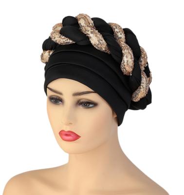 China Wholesale 21 Skin Colors Sequin Braid Friendly Women's Clothing Indian Hat Muslim Turban for sale