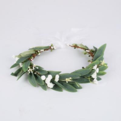 China Natural contact leaf holiday photo garland olive headdress/wind simulation eco-friendly natural flower for sale