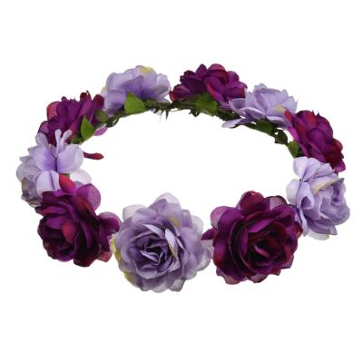 China Fashional Artificial Flowers Wholesale Beach Rose Flower Headband Party Bridal Garland for sale