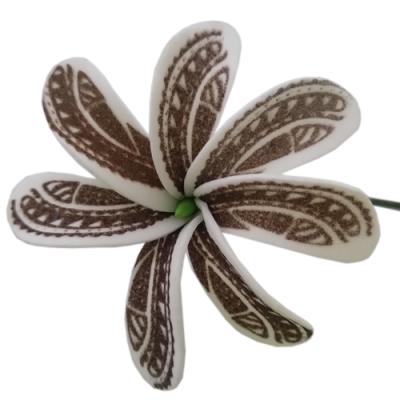 China Natural Touch / Indian Tahitian Hawaiian Tiara 8cm Artificial Flower Eco - Friendly Custom Printing For Hair for sale