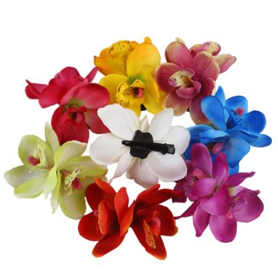 China Wholesale Eco-friendly Bridal Headpiece Eco-friendly Orchid Beach Decor Flower Hawaiian Hair Clip for sale