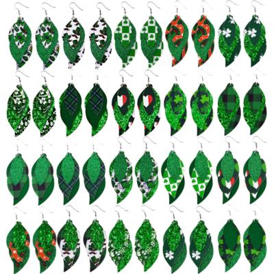 China St. Patrick's Day Party Oktoberfest Women's Day Girl Girl Green Leaf Earrings Decor Environmental Friendly for sale