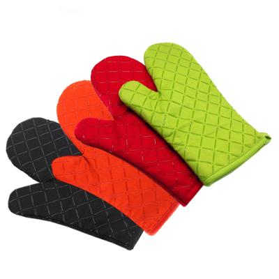 China Higher Logo Heat Resistant Custom Cotton With Silicone Mitt Heat Resistant Oven Gloves Kitchen for sale