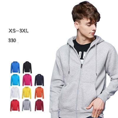 China Anti-wrinkle Wholesale Various Color Sockets Embossed Printed Logo Blank 330 Gsm Hoodie Plus Size Men'S Coats Zipper Sweater Hoodie for sale