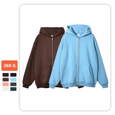 China Anti-wrinkle Wholesale 400gsm Fleece full zip up hoodie No Drawstring Hoodie Zipper men's hoodies for sale