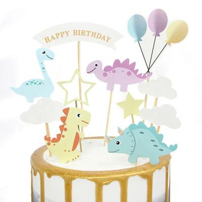 China Jurassic Cake Topper Happy Birthday Party Theme Cartoon Dinosaur Kid Cake Topper Stunning Cake Topper Style Balloon Design for sale