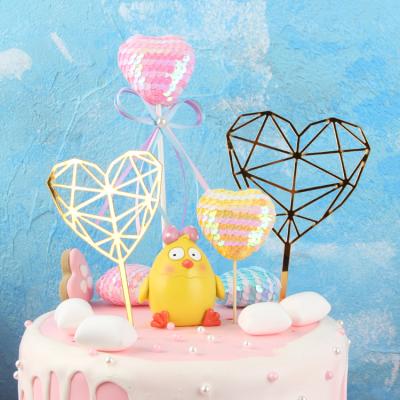 China Personalized Custom Acrylic Cake Topper Gold Love Mirror Gold Love Cake Topper For Happy Birthday Supplies for sale