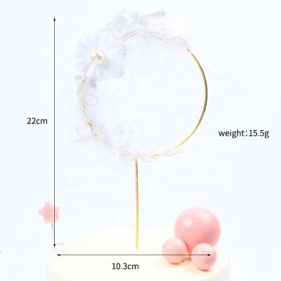 China New Fashion Classic Style Design Iron Cake Topper Happy Birthday Party White Feather Iron Cake Topper for sale