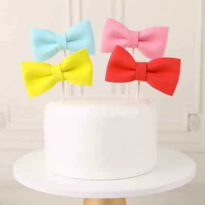 China EVA Foam Bow Baby Shower Boy Girl Supplies Cake Cupcake Topper Birthday Party Decorations Kids EVA Sponge Bow for sale