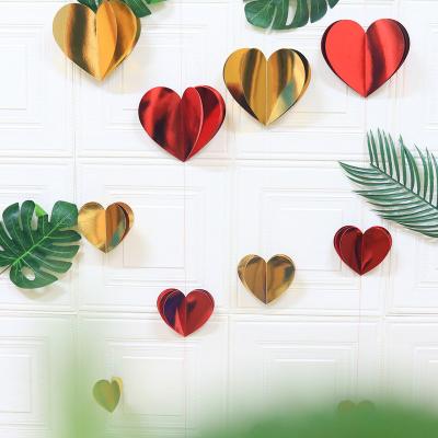 China Love Pull Flowers Multicolor Love Sequins Pull Flower Wedding Party Heart Shaped Decorations Valentine Paper Birthday Banner Flower Pull for sale