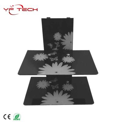 China Professional decorative dual set-top box TV set-top box receiver bracket dvd glass holder for sale