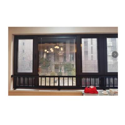 China Magnetic Screen Aluminum Door And Windows Black Color Finish Hurricane Impact Window Curtain Aluminum Window For Home Design for sale