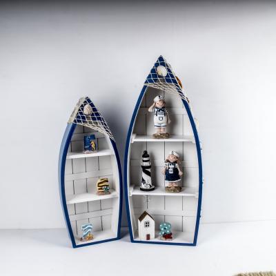 China China Home Collection Decorative Cabinet Wooden Nautical Boat Shaped Nested Display Stands for sale