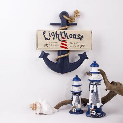 China Europe Wooden Anchor With Rope Wall Decor Door Ornament Beach Theme Hanging Home Decoration for sale