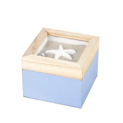 China China Wooden Crafts Tank Style Single Hinge Compartment Lid Glass Tea Collection Box for sale