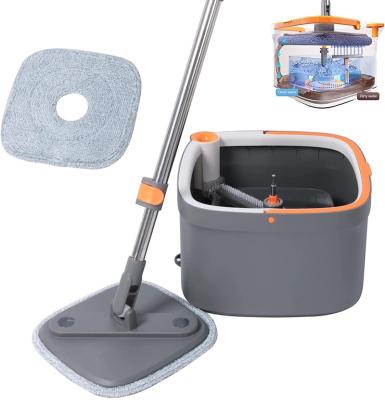 China Durable 360 ​​Rotation Flat Mop Single Bucket With Self Wringer Set Square Microfiber Mop Clean Dirty Water Improved Spin Distinct Design for sale