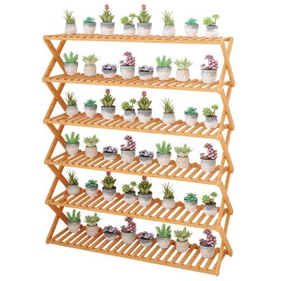 China 2022 Modern High Demand Products Easy Install Bamboo Foldable Flower Stand Shelf For Office Living Room for sale