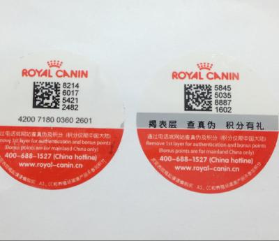 中国 Custom anti-counterfeit best price guarantee vacuum if removed qr label anti-counterfeit code tamper evident label 販売のため