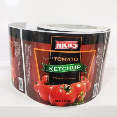 China Waterproof Customized Plastic Ketchup Packaging Label Sticker Bottle Label Printing for sale