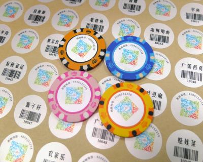 China Chips Number Stickers Personalized Printing PP Printing Custom Sticker Poker Plastic Poker Chips for sale