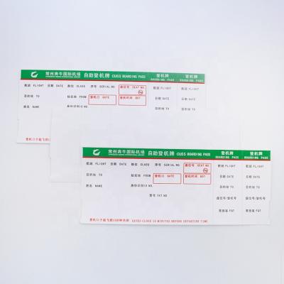 China Full Color Printing Airline Ticket Blank Thermal Airline Boarding Pass for sale