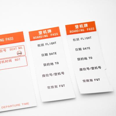 China Customized air ticket paper printing thermal paper air tickets printing boarding pass with qr code à venda