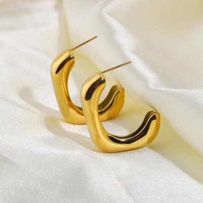 China INS Style 30mm Unique Small Large Square Hoops Perfect 18K Gold Plated Stainless Steel Open Hoop Earrings for sale