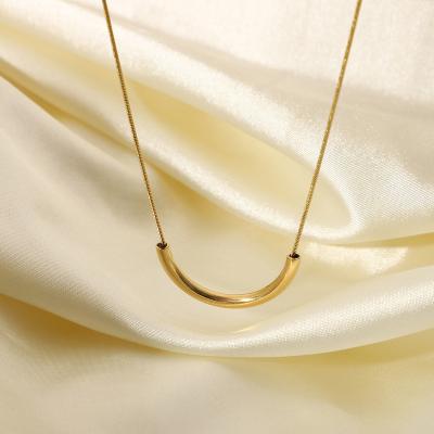 China Minimalist Bar Necklace 18k Stainless Steel Romantic Gold Plated Pendant Necklace Tarnish Free Gold Jewelry Wholesale for sale