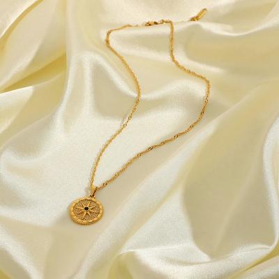 China Romantic Trendy Circle Jewelry 18k Gold Plated Stainless Steel Love Cupid Angel Pendant Necklace For Women for sale