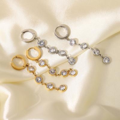 China INS Style Statement Waterpoof 18K Gold Stainless Steel Thicker Textured Crescent Circle Earrings For Women for sale