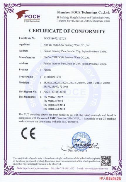 CE - Nan'an Yoroow Sanitary Ware Co., Ltd.