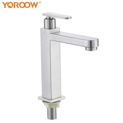 China Single handle square body water faucet stainless steel basin faucet good 304 electric faucets YOROOW prices for bathroom for sale