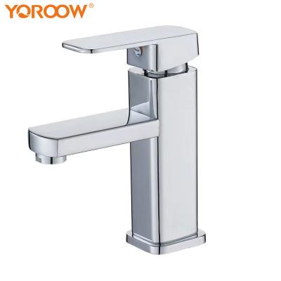 China Thermostatic Faucets Zinc Body Lavatory Square Basin Faucet Mixer Deck Mounted Cold And Hot Water Single Handle Bathroom Basin Faucet for sale