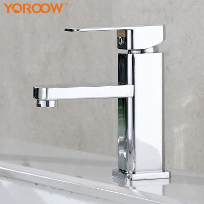 China Good Quality Zinc Plated Body Basin Mixer Taps Square Single Hole Thermostatic Bathroom Basin Faucet Chromed Single Tap Faucets for sale