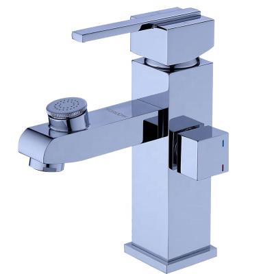 China YOROOW New Design Dual Outlet Fountain Water Faucet Thermostatic Square Faucet Mixer for sale