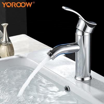 China YOROOW Faucets Factory Price Single Hole Single Handle Metered Chrome Finished Durable Basin Mixer Tap For Bathroom for sale